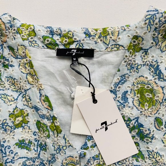 7 For All Mankind Eyelet Floral Peplum Ruffled Top ( M ) - Picture 2 of 3